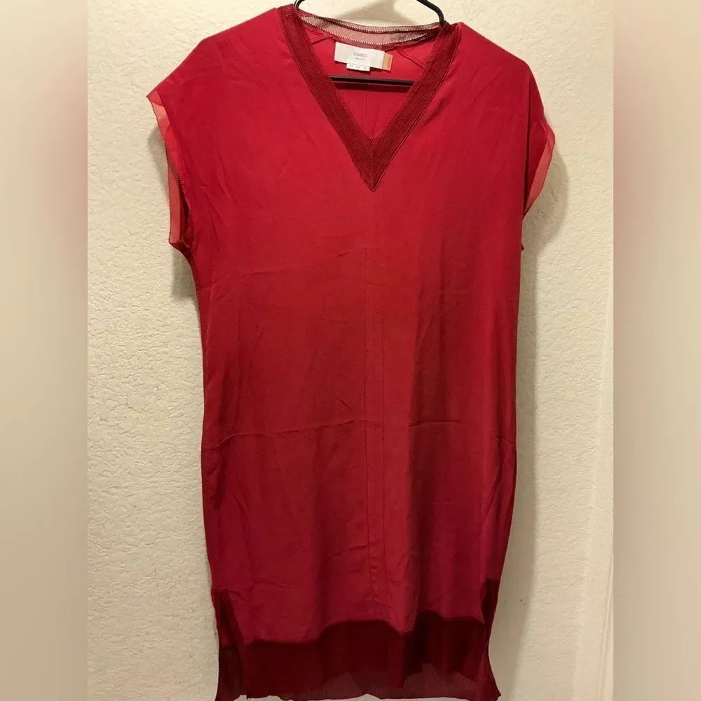 NWOT Charli Dress Size 4 mini dress 100% Silk V Neck Short Sleeve Shift Style